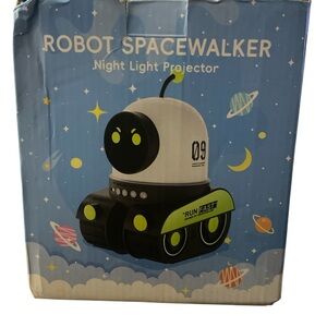 Robot Spacewalker Night Light Projector - White & Lime Green
